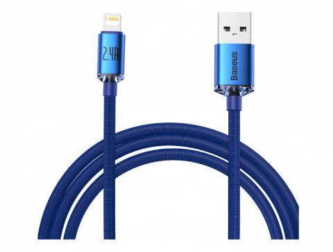 Laidas USB - iPhone 7/8/X/11 8pin (lightning) 2.4A 2m pintas mėlynas (blue) Baseus CAJY000103